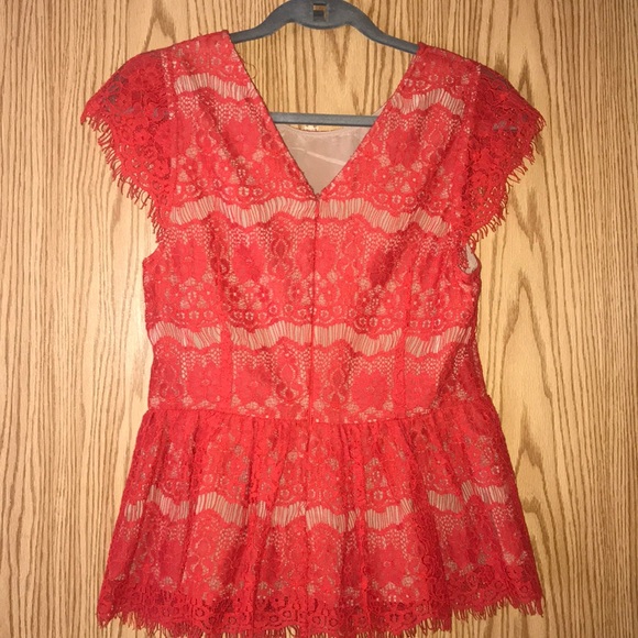 Beautiful Red lace peplum top - Picture 2 of 5
